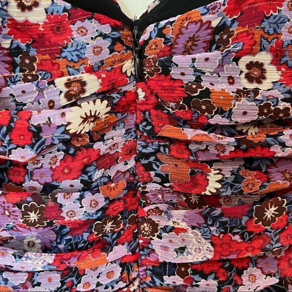 Zara Floral Chiffon Ruched Mini Dress - Picture 8 of 10